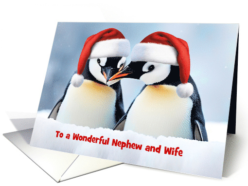 Nephew and Wife Cute Penguins in the Snow Customizable card (1806000)