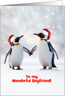 Boyfriend Happy Holidays Christmas Love with Cute Penguins Custom card