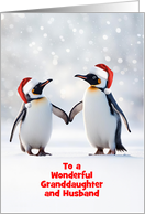 Granddaughter and Husband Cute Couple of Penguins Christmas Custom card