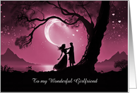 Girlfriend Happy Valentines Day Hearts Moon Dancing Couple Custom card