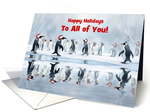Christmas Holiday for Group All of You Cute Penguins Custom Text card