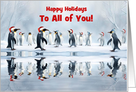 Christmas Holiday for Group All of You Cute Penguins Custom Text card