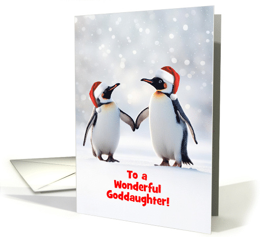 Goddaughter Christmas Happy Holidays Cute and Custom Penguin card