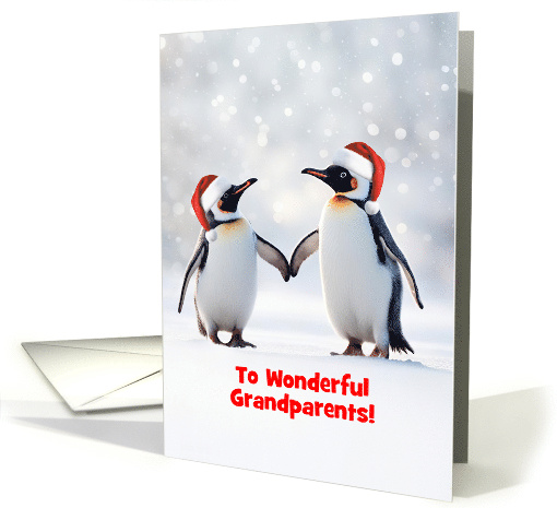 Grandparents Happy Holidays Christmas with Penguins Custom card