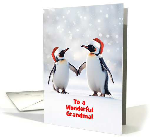 Grandma Christmas Holiday Cute with Penguins Customizable card