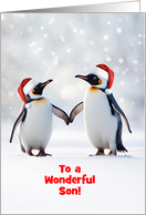 Son Happy Holidays Cute Christmas with Penguins Customizable card