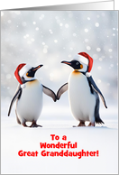 Great Granddaughter Happy Holidays Christmas Cute Penguins Custom card