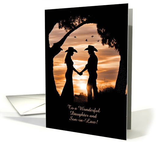 Anniversary Daughter and Son in Law Country Western Sunset Custom card