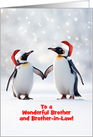 Brother and Husband Happy Holidays cute Penguins Custom Text card