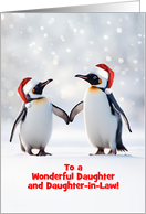 Daughter and Daughter in Law Happy Holidays Cute Penguins Custom card