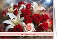 Sweetheart Happy Valentines Day Bouquet of Roses Customizable card