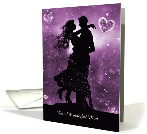 Love Romance for Him Man Cute Couple Silhouetted Hearts Custom card