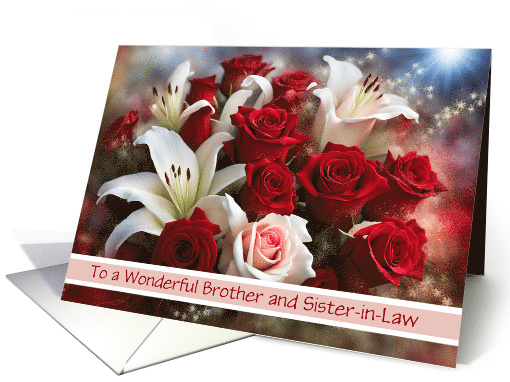 Brother and Sister in Law Happy Anniversary Roses Flowers Custom card