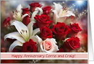 Anniversary Custom Name with Beautiful Flowers Roses card