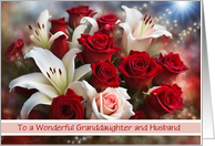Granddaughter and Husband Wedding Anniversary Roses Custom card