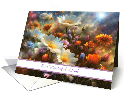 Friend Happy Birthday Pretty Flowers Fantasy Customizable card