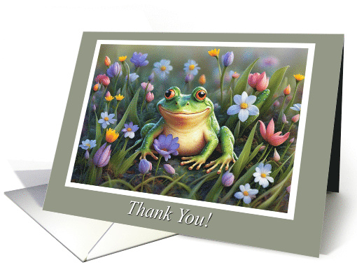 Thank You Cute Toad Frog in Flowers You Are Awesome card (1809958)