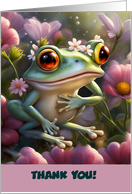 Thank You for your Kindness Cute Frog Toad Flowers Custom Text card