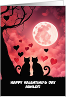 Valentines Day Cats and Heart Customize with Name Cute card