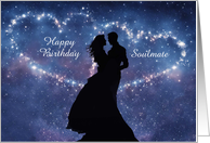 Birthday Love Romance Soulmate Hearts and Silhouette Couple Custom card