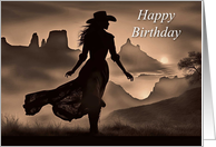 Birthday for Her Woman with Southwestern Country Silhouetted Lady card
