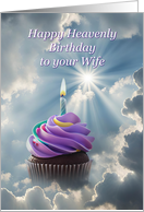 Wife Remembrance Heavenly Birthday with Sky and Cupcake Candle card