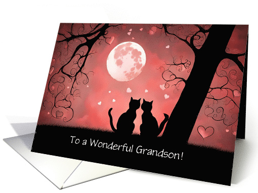 Grandson Valentines Day with Two Cats and Hearts Custom... (1813126)