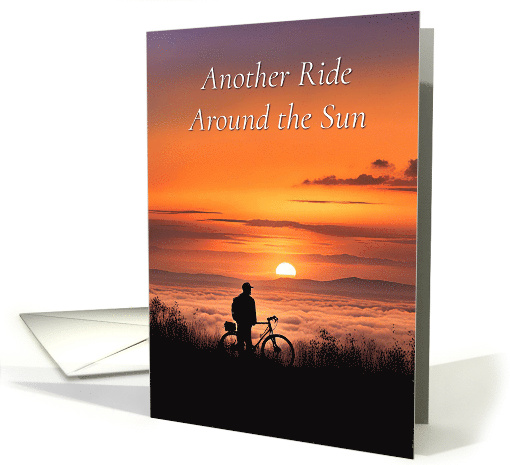 Birthday for Him Bicyclist and Sunset and Bicycle for Man... (1813524)