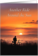 Birthday for Him Bicyclist and Sunset and Bicycle for Man Outdoors card
