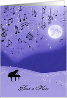 Just a Note Blank Inside with Piano Musical Notes and Moon Custom card