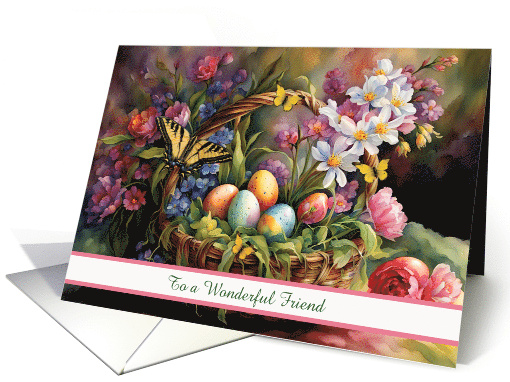 Friend Happy Easter with Beautiful Easter Basket Flowers... (1814812)
