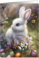 Easter Bunny and Basket with Eggs Pretty General Easter Greetings card