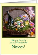 Nice Happy Easter Humor with Wine in Basket Customizable Cover Text card