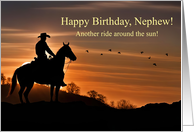 Nephew Birthday Country Western Cowboy Outdoors with Sunset card
