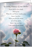Mother Sympathy Loss of Mom Pink Rose and Clouds Spiritual Poem card