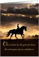 Horse Sympathy with Horse and Rider Dressage Sunset Dramatic card