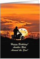 Birthday for Him Motorcycle in the Sunset Biker Customizable Text card