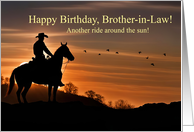 Brother in Law Birthday with Cowboy and Horse Sunset Silhouetted card