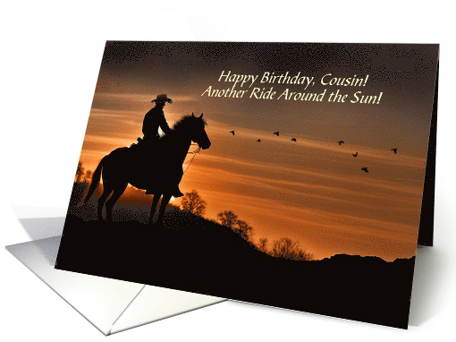 Cousin Birthday with Cowboy and Horse Country Wester Riding card