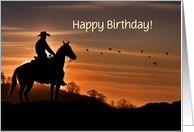 Cowboy Birthday Country Western with Horse and Rider Custom Text card