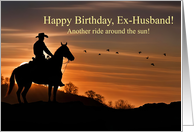 Ex Husband Country Western Cowboy with Horse and Sunset card