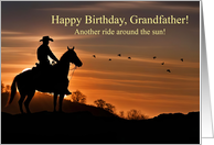 Grandfather Happy Birthday Outdoors with Ranch Themed Cowboy Horse card