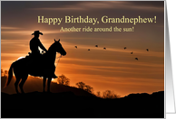Grandnephew Happy Birthday Country Western Outdoors Cowboy Horse card