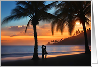 Love Romance Tropical Paradise Island Beach with Romantic Couple card