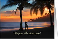 Happy Anniversary Tropical Paradise Island Beach Coastal Couple Custom card