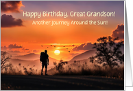 Great Grandson Happy Birthday Outdoorsman with Backpack Custom card
