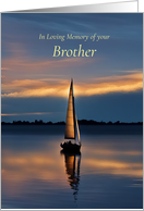 Brother Sympathy Memorial with Sailboat Sunset Seaside Loving Memory card