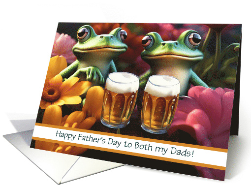 Fathers Day to Both Dad Fathers Cute Beer Drinking Toads Custom card