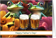Fathers Day Humor with Cute Frogs Toads Toasting The Holiday Custom card