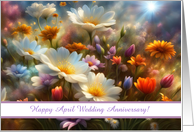 April Happy Wedding Anniversary with Spring Flowers Customizable card